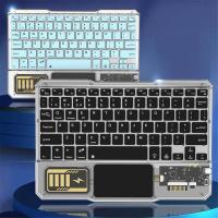 Teclado inalámbrico luminoso, panel táctil recargable, Bluetooth, para teléfono, PC, tableta, juegos, azul claro - details 1