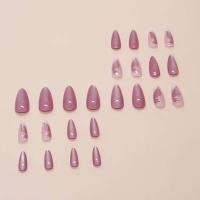 Uñas de Almendra en Forma de Gato Diseño de Ojo de Gato en Punta de Flor Púrpura Elegante para Mujeres y Niñas - details 1