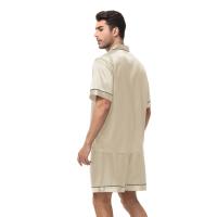 Conjunto de Pijama de Manga Corta para Hombre de Talla Grande Pantalones Cortos de Satén, Ropa de Dormir Fresca, Traje de Pijama Informal de Verano - details 11