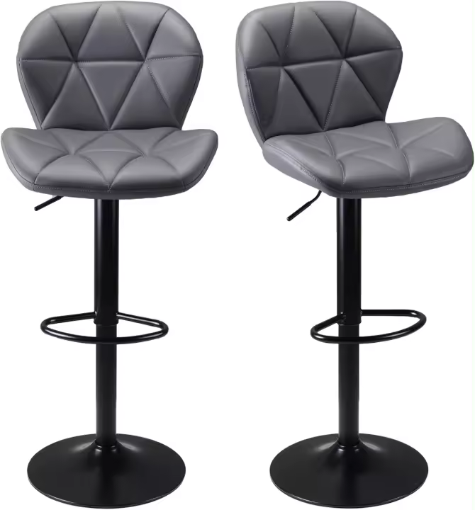 Taburetes de Bar,Juego de 2 Sillas de Bar Taburetes de Cocina Modernos de Altura Ajustable con Respaldo Giratorio de Imitación de Cuero Sillas de Cocina de Isla (Todo Negro) - 1