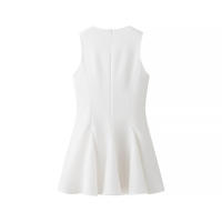 Vestido corto elegante de línea A con cuello redondo, lazo y cordones para mujer, sin mangas, 2025 - details 9