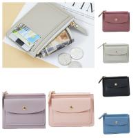 Monedero de cuero multifuncional para mujer, tarjetero pequeño con cremallera Simple, cartera corta para mujer - details 4
