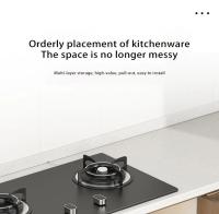 Under Sink Storage Rack Pull out Cabinet Organizer Kitchen Sliding Drawer Storage Basket Handle Bowl Plate Rack Holder Shelves - details 9
