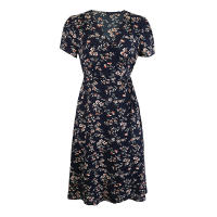 Summer floral print women boho short sleeve v neck split elegant a line party beach dress - details 31