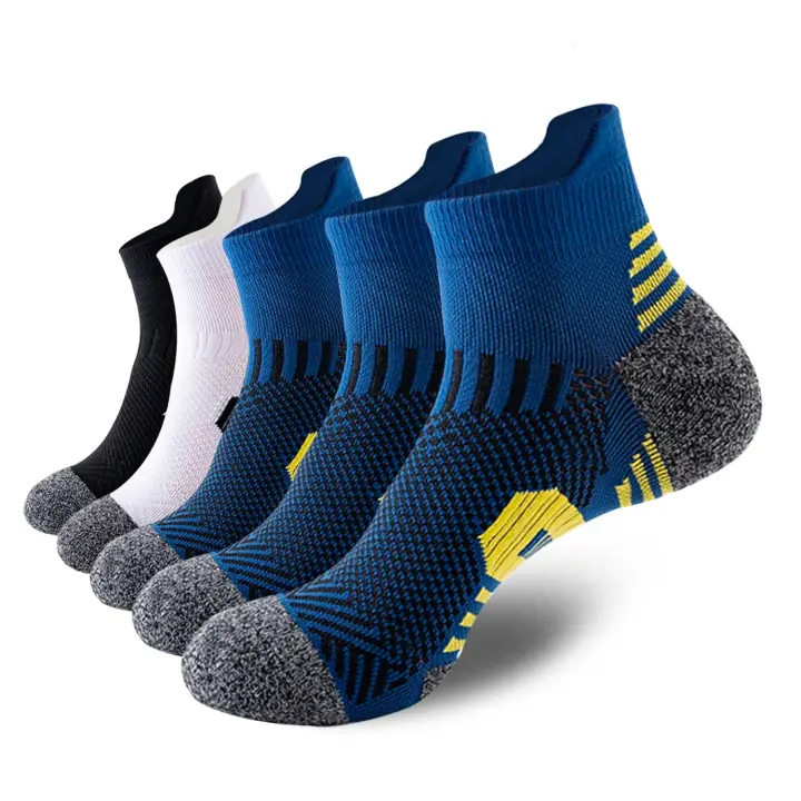 3/5Pairs Men's Sport Socks Breathable Outdoor Running Basketball Socks Cotton Training Short Tube Socks For Men - 1