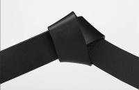 Cinturón de piel auténtica de vaca 100% auténtica, sin hebilla para hebilla automática, cuerpo de cinturón vintage de 3,50 cm de ancho, color negro y marrón - details 11