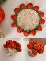 Kit de posavasos de ramo de rosas tejido a manodiyManteles individuales terminados - details 4