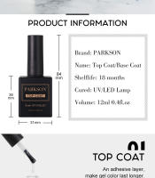 Parkson-capa Base mate para uñas, esmalte de Gel UV Soak Off, removedor mágico de imprimación, laca de Gel para manicura artística, Gel de refuerzo - details 1
