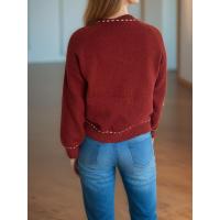 Ropa de mujer elegante de punto suelto con cuello redondo y manga larga a la moda para primavera y otoño - details 9
