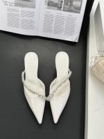 Sandalias de Cadena de Diamantes de Imitación Altas Puntiagudas Estilo Tacón Niche para Mujeres - details 8