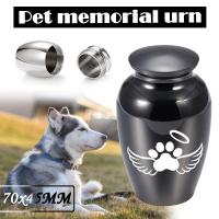 urna de cremación para cenizas de mascotas Recuerdo de alas de ángel, estampado de patita de perro, personalizable, fecha, tarro de cenizas de aleación de aluminio - details 0