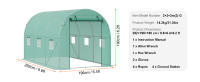 SucceBuy Invernadero de túnel con entrada, túnel de invernadero con casa de aro, casa caliente para plantas con marco de acero galvanizado, cubierta de PE verde, puerta enrollable con cremallera y 6 ventanas para exteriores - details 6