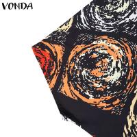 Vestido largo bohemio de talla grande VONDA con estampado floral para mujer, Vestido informal de manga abombada para vacaciones, Vestido elegante sin borlas 2025 - details 7