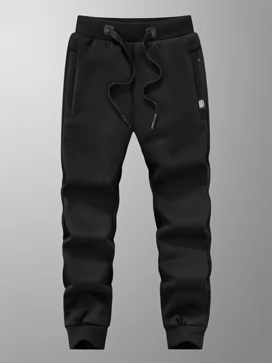 Pantalones de chándal de invierno para hombre, pantalones de chándal gruesos y cálidos de lana, ropa deportiva con bolsillos y cremallera, pantalones de chándal informales de algodón de talla grande 6XL 7XL 8XL - 1