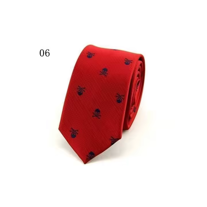 Corbata de Poliéster para Hombres Estilo Liso de 6cm con Nudo de Dibujo Animado de Calavera - 1