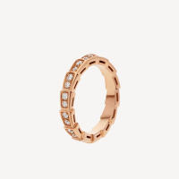 ВVLGΑRΙ ™ SERPENTI VIPER RING Personaliza el conjunto de alianzas de boda de oro blanco de 18 quilates Serpenti Viper con diamantes pavé completos - details 2