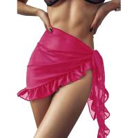 Traje de baño Coverups Mujeres Volantes Dobladillo Sarong Playa Bikini Wrap Sheer Falda Corta Bufanda de Gasa para Traje de Baño - details 14