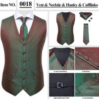 Chaleco ajustado, corbata, bolsillo, gemelos cuadrados, chaleco de seda para hombre, conjunto de corbata para traje, vestido, chalecos florales de cachemira de boda, regalo - details 16