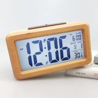 Despertador de madera con calendario y temperatura visualización. Reloj digital de madera maciza para decoración de escritorio. Idea de regalo - details 6