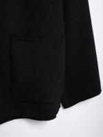 TRAFZA-Chaquetas de Invierno para mujer, abrigos sueltos de manga larga con cuello de bufanda negra, botones de decoración de bolsillo, moda de calle alta - details 9