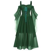 Vestido De Mujer Talla Grande Hombros Descubiertos Con Alas De Mariposa Estilo Gótico Para Halloween Vestido Elegante De Cintura Media Polyester - details 2