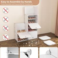 Zapatero de Plástico Portátil 8 Niveles, 32 Pares, Organizador para Armario, Entrada, Dormitorio, Pasillo Blanco, 2 x 8 - details 3