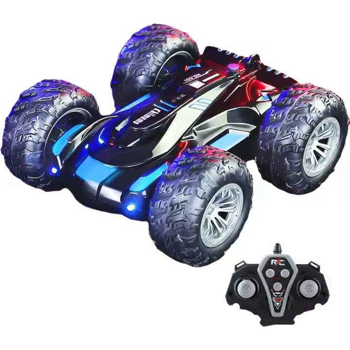 Coche teledirigido de doble cara con luces para niños, juguete con espray de 2,4G, carga directa, compatible con carga externa - 1