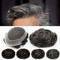 Sistema de Reemplazo de Cabello Humano Natural EVASMOOTH Pelo Ondulado, Base de Encaje Francés, Duradero, Transpirable, Color Oscuro - details 11