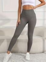 Protectores de piernas deportivos de secado rápido y estiramiento alto, pantalones de yoga sin costuras con cintura alta y levantamiento de cadera - details 11