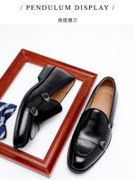 Mocasines de cuero estilo británico de un pedal, informales, con doble hebilla, para negocios. - details 6
