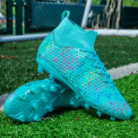 Zapatos de fútbol de caña alta para césped artificial, tacos largos, piel, zapatos de entrenamiento para hombres y mujeres - details 1