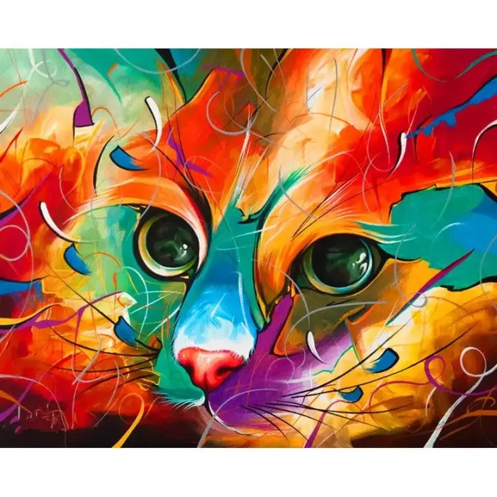 RUOPOTY Arte Moderno de Lienzo Dibujo Abstracto de Gato Pintado por Números - 1