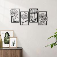 Juego de 4 Piezas de Decoración de Pared de Loto Metálico Arte Abstracto Floral Estético de Líneas de Patchwork Escultura de Pared Colgante Minimalista para Sala de Estar, Dormitorio, Oficina y Estudio de Yoga - details 2