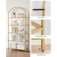 Niveles, Estantería de Vidrio Templado, Diseño Arqueado, Marco de Acero, para Salón, Dormitorio, - details 4