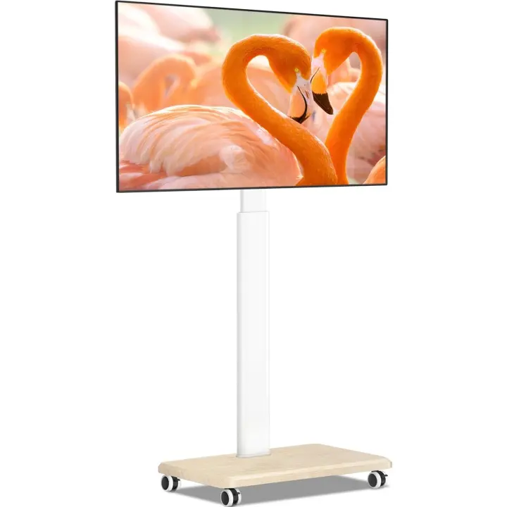 Soporte TV Universal Suelo para TV de 32-65 Pulgadas de Plasma LED LCD, Blanco Soporte TV con Ruedas Pie TV con Giratorio y Altura Ajustable hasta 40 Kg, VESA Máx 400x400mm - 1