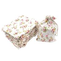 50 bolsas florales de arpillera con cordón, bolsa de regalo de lino, bolsas de joyería, sacos para fiesta de boda de Navidad, 5,3 x 3,9 pulgadas - details 0
