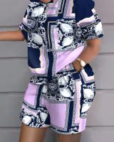 Conjunto de dos piezas estampado de manga corta para mujer, primavera verano - details 23