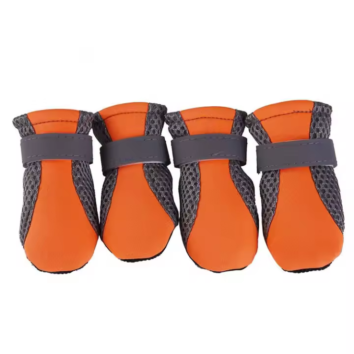 Botas reflectantes transpirables impermeables para perros pequeños y medianos, zapatos suaves de verano para mascotas, red para caminar al aire libre, seguridad nocturna - 1