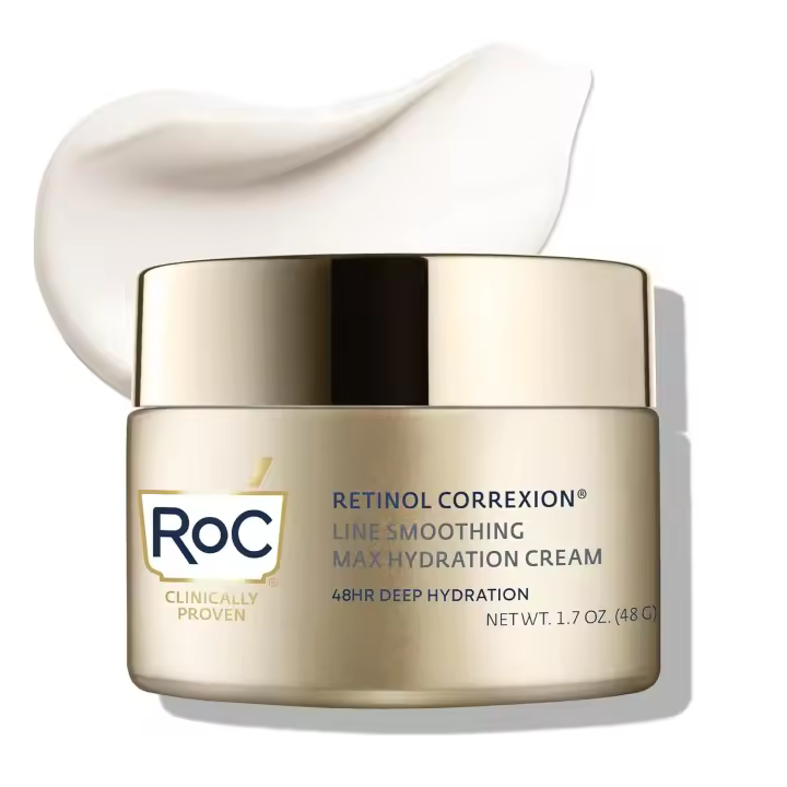 RoC Retinol Correxion Max hidratación diaria crema hidratante facial antienvejecimiento con ácido hialurónico, crema para el cuidado de la piel sin aceite para pieles finas - 1