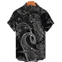 Camisa hawaiana de manga corta holgada informal para hombre, transpirable, estampado retro 3D, ropa de playa, verano, 2023 - details 6