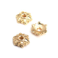 50 Uds. De cuentas redondas de latón de Color dorado de 18K, tapas de hojas de árbol y flores, suministros para hacer cuentas de joyería, accesorios Diy - details 22