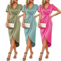Elegante Vestido de Satén para Mujer Verano 2024 Vestido Maxi Midi con Cuello en V - details 3