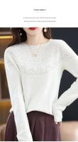100% suéter de punto de lana Merino Otoño/Invierno 2024 nuevo jersey de cuello redondo para mujer Top hueco 11 colores abrigo versátil NJR1107 - details 19