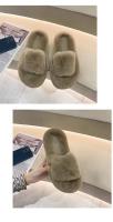 Zapatillas de piel de fondo grueso de gran tamaño para mujer, pantuflas de felpa cálidas para interiores, otoño e invierno, nuevas para el hogar - details 9