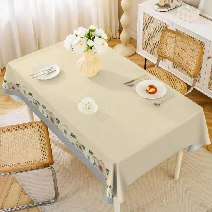 Mantel de Mesa de Seda Antideslizante Impermeable, Resistente al Aceite, Estilo Étnico para Mesas de Comedor - 1