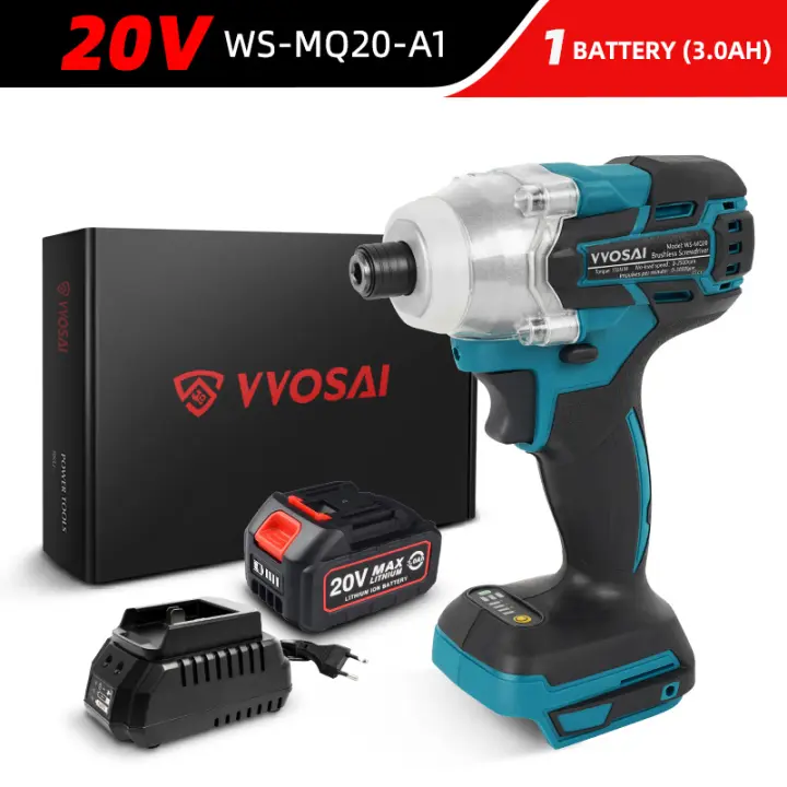 VVOSAI-destornillador eléctrico inalámbrico de 20V, llave de impacto sin escobillas, Torque de 155NM, taladro recargable con luz LED - 1