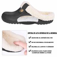 Zuecos clásicos forrados de piel para hombre y mujer, zapatos de jardín impermeables, zapatillas peludas de Casa cálidas para interiores y exteriores, Invierno - details 6