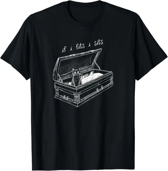 Camiseta "If I Fits I Sits I seat Black Cat Coffin Kitty Sitting In A Casket" - 1