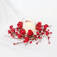 Corona Artificial en forma de corazón de 30cm, candelabro de corazón de baya de espuma romántica, corona roja hecha a mano para el Día de San Valentín, fiesta de boda - details 7