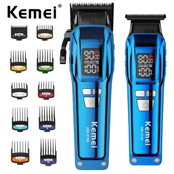 Kemei-cortadora de pelo profesional, juego de cortadora de pelo inalámbrica, cortador de pelo eléctrico, Máquina para cortar cabello recargable, Motor sin escobillas - 1